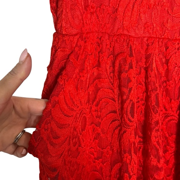 Torrid Lace Fit And Flare Red Midi Dress Plus Size 2X Party Romantic Whimsigoth - Picture 7 of 16